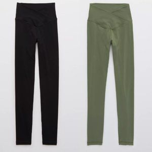 Offline By Aerie Size XS Black & Olive Real Me High Waisted Crossover Leggings